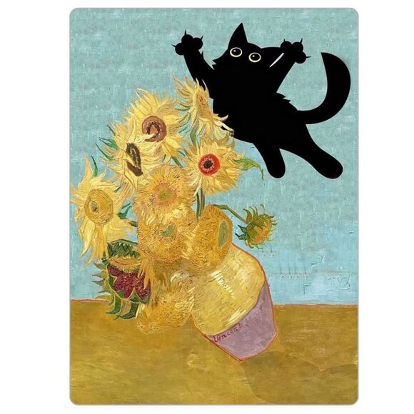 Van Gogh Sunflowers Black Cat Magnet - Picture 5 of 5